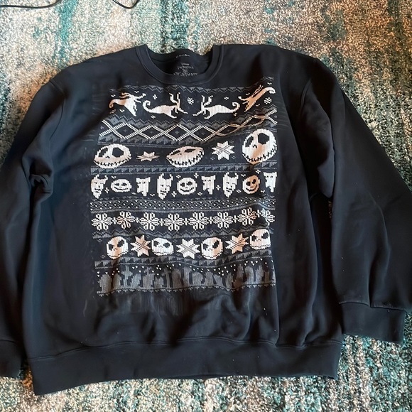 Disney Other - Nightmare Before Christmas Pullover Sweatshirt Mens Jack Skellington Black XL